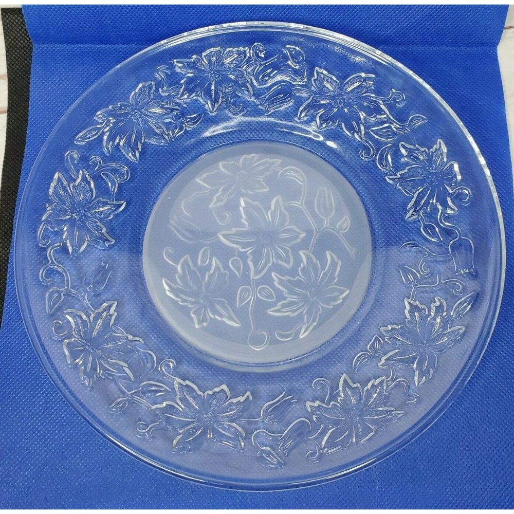 Princess House Fantasia Frosted Crystal Floral Design Small Plate Home Décor